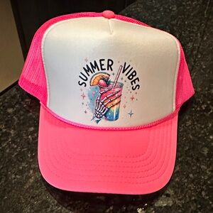 Summer Vibes OTTO trucker hat  - Hot Pink and White